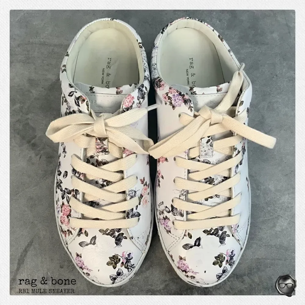 RAG & BONE RB1 MULE SLIP ON PATFORM SNEAKER IN GARDEN FLORAL WOMEN’S SIZE 7.5